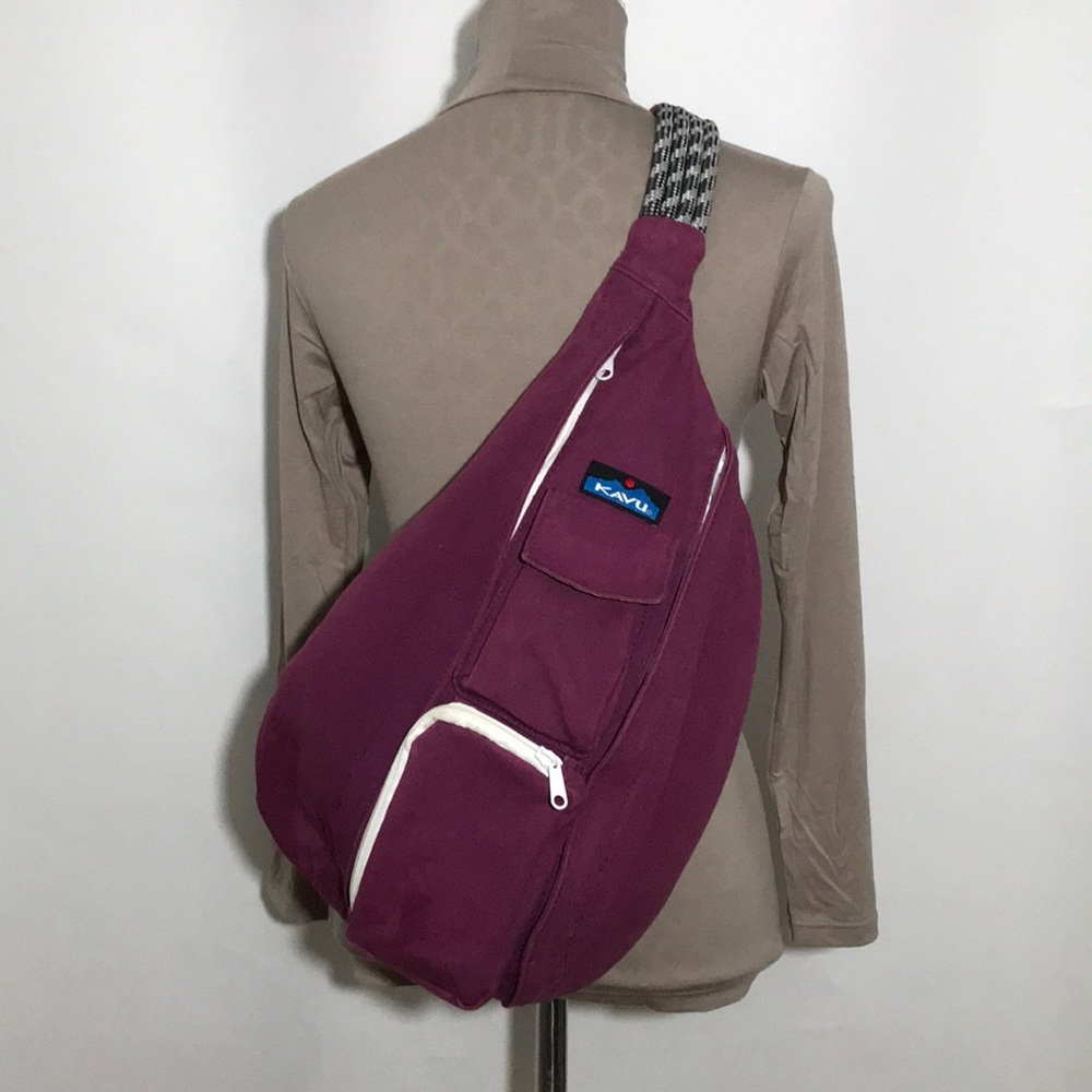 KAVU Plum Color Shoulder Bag Rope Shoulder Strap Sling Bag